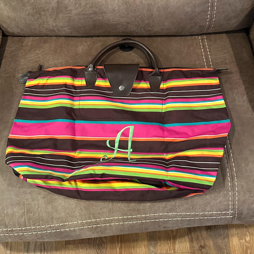 Joann Marie Striped Monogram "A" Bag